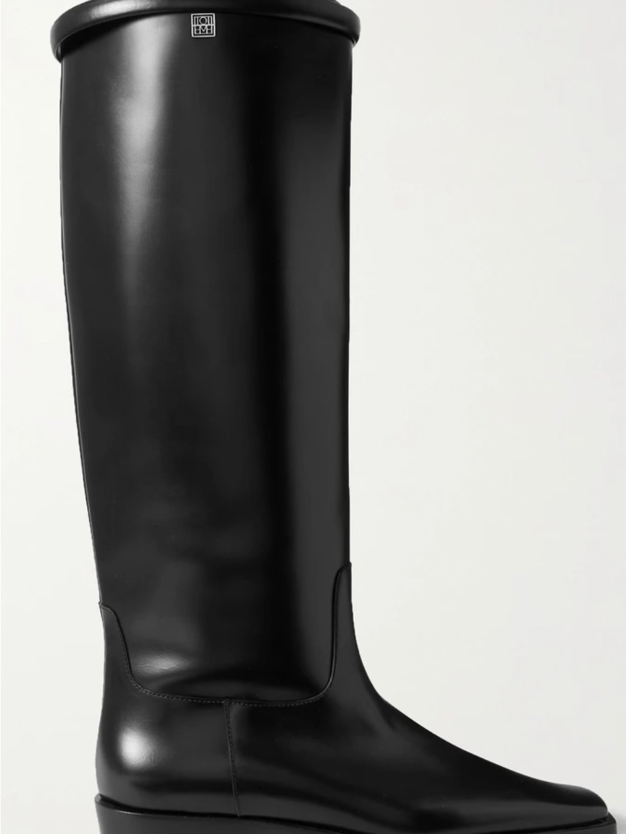 Toteme The Riding Black Leather Knee Boots Size It 38/Us 8 Excellent Condition